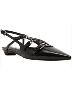 Steve Madden Peony Black Pointed Toe Strappy Slingback Flats Size 8 - Brand New!
